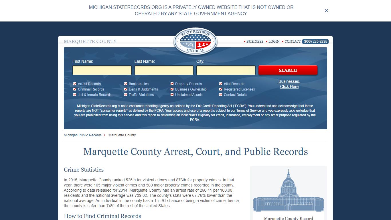 Marquette County Arrest, Court, and Public Records