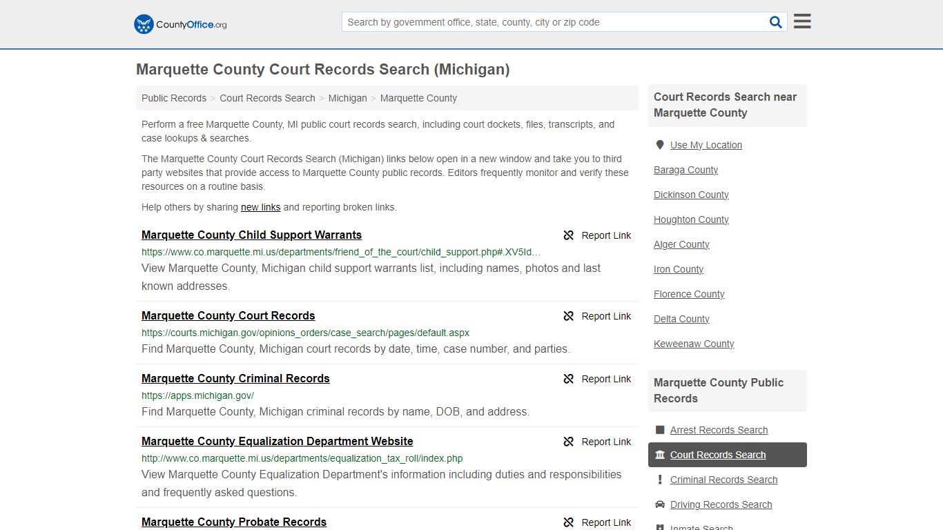 Marquette County Court Records Search (Michigan) - County Office