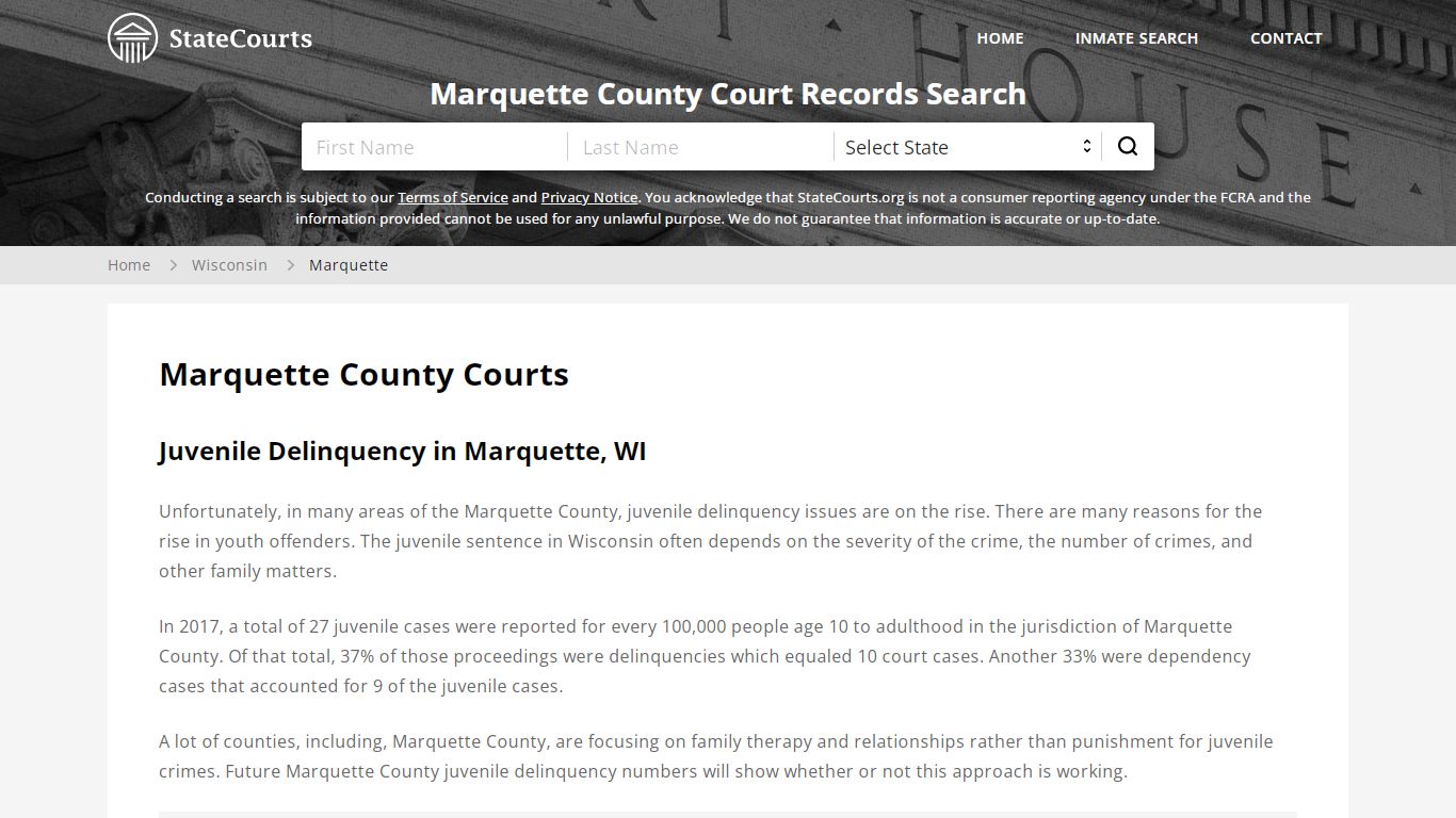 Marquette County, WI Courts - Records & Cases - StateCourts