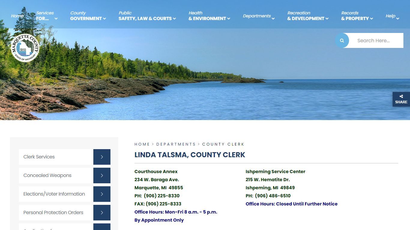 Linda Talsma, County Clerk - Marquette County, Michigan