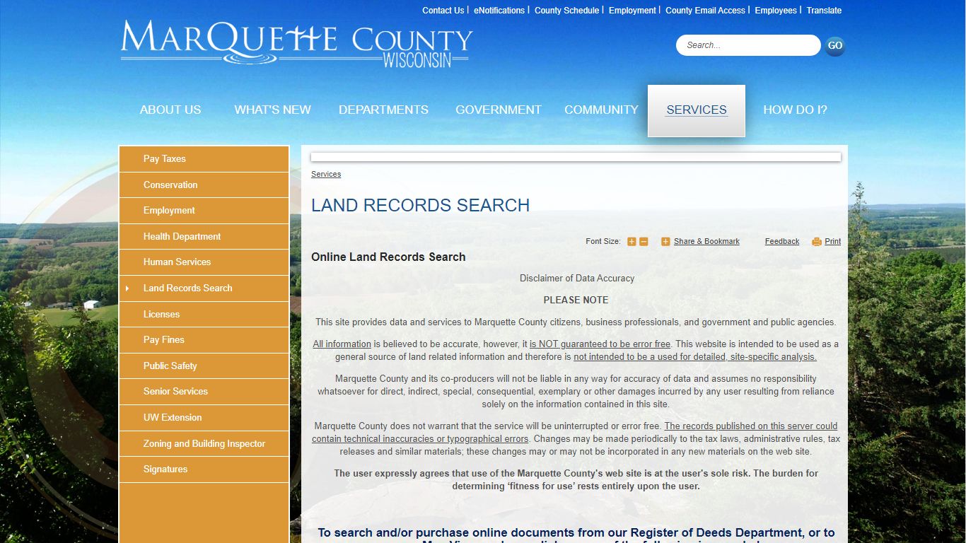 Land Records Search | Marquette County, WI